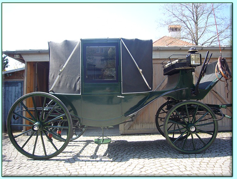 gr&uuml;ner Schiffslandauer der Kutscherei Hans Holzmann in M&uuml;nchen Schwabing